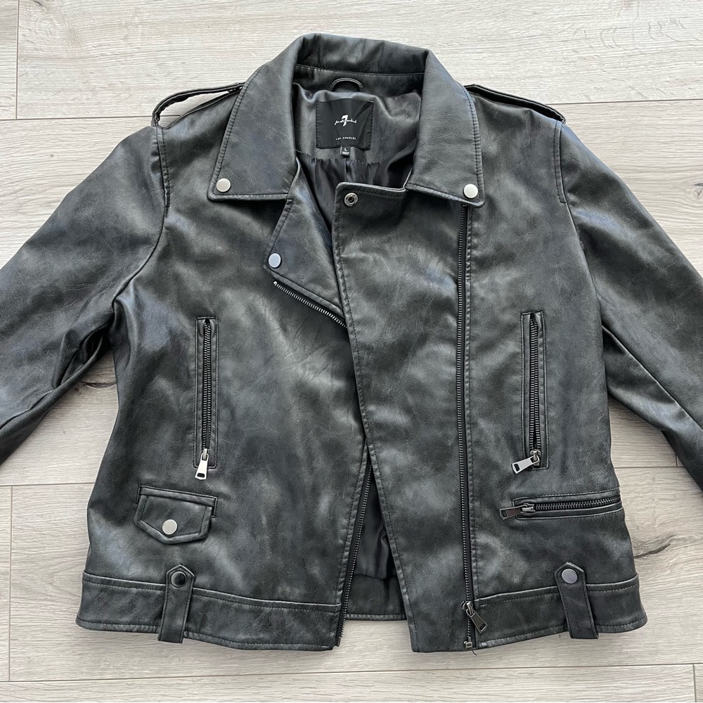 7 For All Mankind Leather Moto Jacket Large